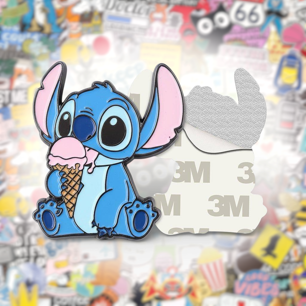 Stitch Eating Ice Cream Metal Phone Sticker With 3M Sticky Backing - StickyPins