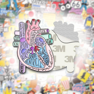 Anatomical Heart Diagram Metal Phone Sticker With 3M Sticky Backing