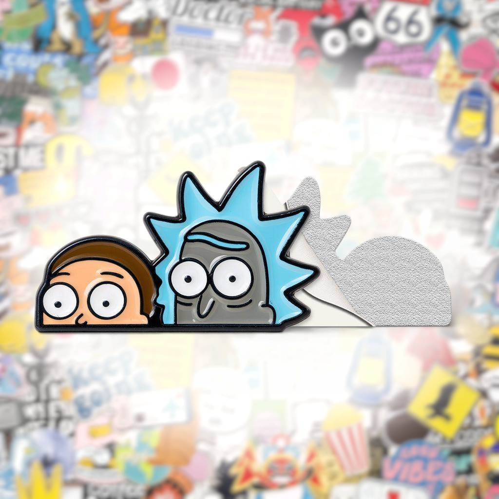 Rick and Morty Metal Phone Sticker With 3M Sticky Backing - StickyPins
