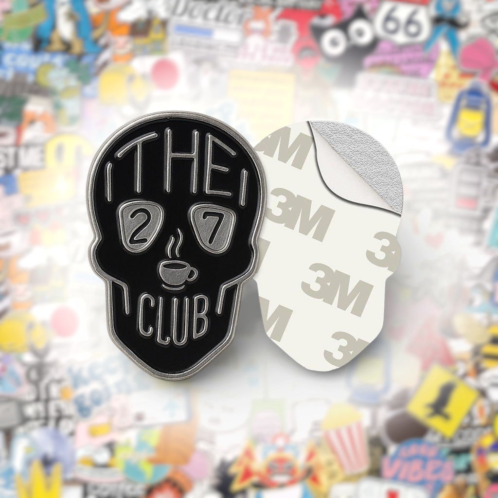 The 27 Club Skull Metal Phone Sticker With 3M Sticky Backing - StickyPins