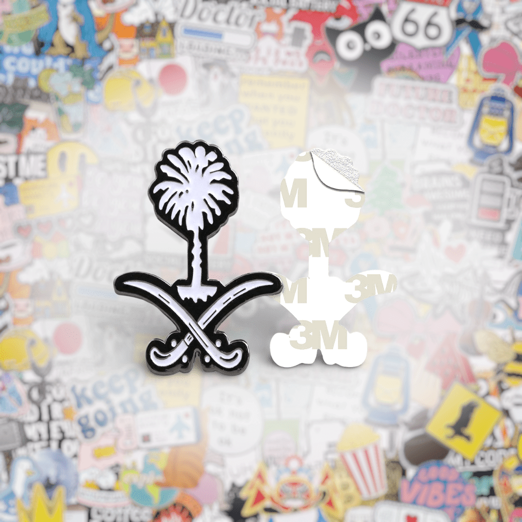 Saudi Emblem White Metal Phone Sticker With 3M Sticky Backing - StickyPins
