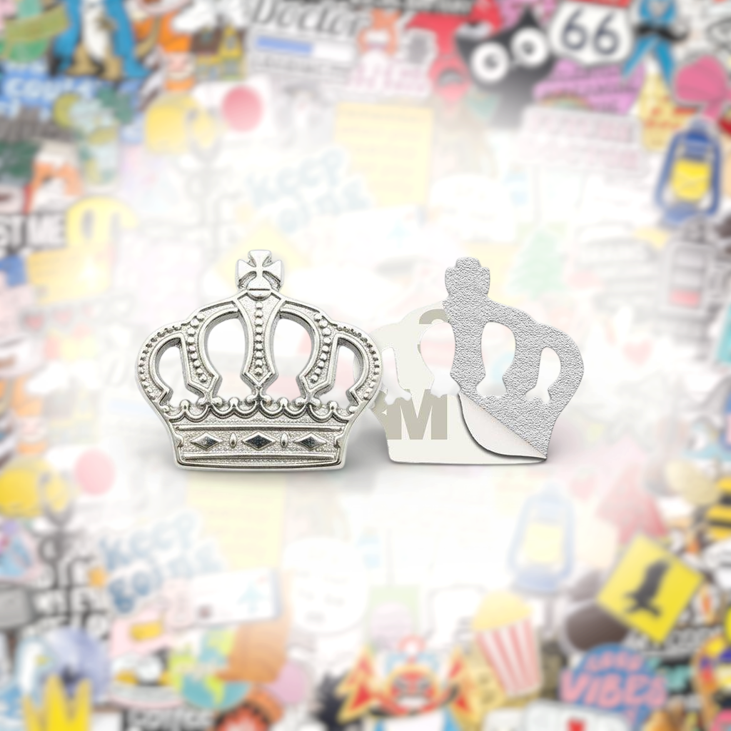 Silver Crown Metal Phone Sticker With 3M Sticky Backing - StickyPins