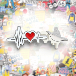 Heartbeat ECG Line Metal Phone Sticker With 3M Sticky Backing