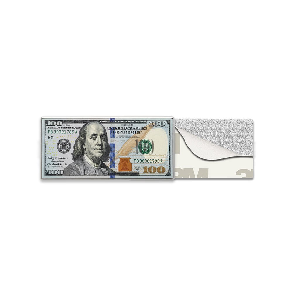 100 Dollar Bill Metal Phone Sticker With 3M Sticky Backing - StickyPins