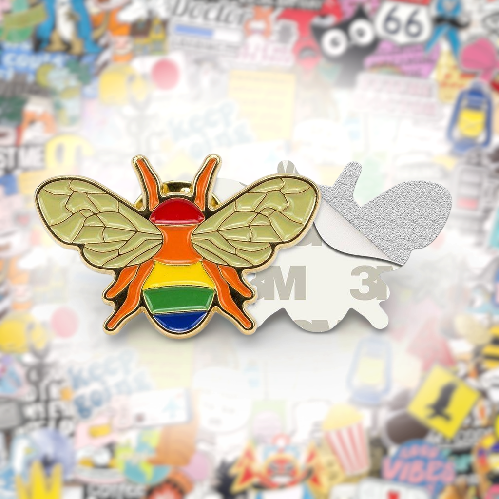 Rainbow Bee Metal Phone Sticker With 3M Sticky Backing - StickyPins