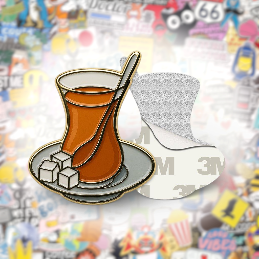 Turkish Tea Glass Metal Phone Sticker With 3M Sticky Backing - StickyPins