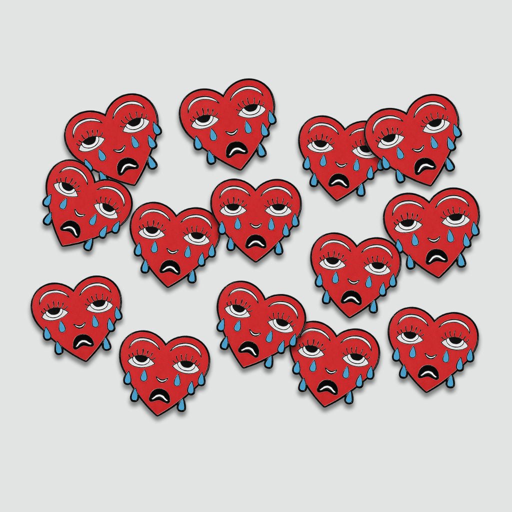 Crying Heart Metal Phone Sticker with 3M Sticky Backing - StickyPins