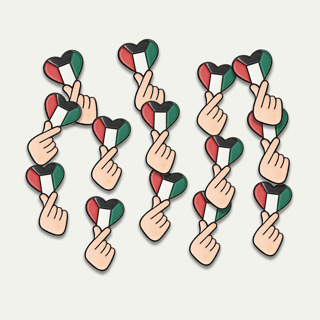 Kuwait Finger Heart Metal Phone Sticker with 3M Sticky Backing - StickyPins