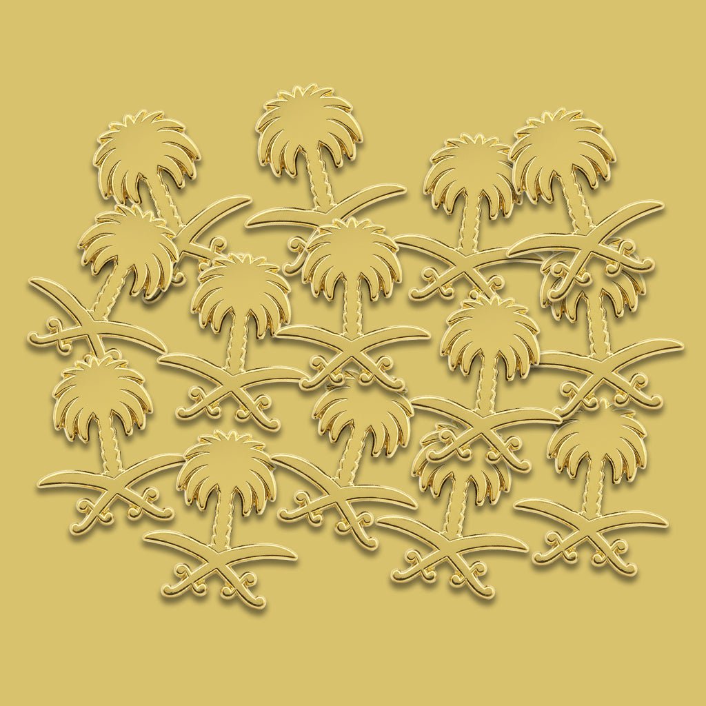 Saudi Emblem Gold Metal Phone Sticker With 3M Sticky Backing - StickyPins