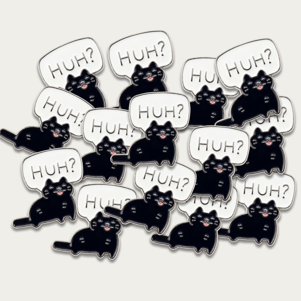 Huh? Black Cat Metal Phone Sticker With 3M Sticky Backing - StickyPins