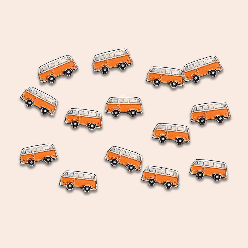 Mini Orange Campervan Metal Phone Sticker with 3M Sticky Backing - StickyPins