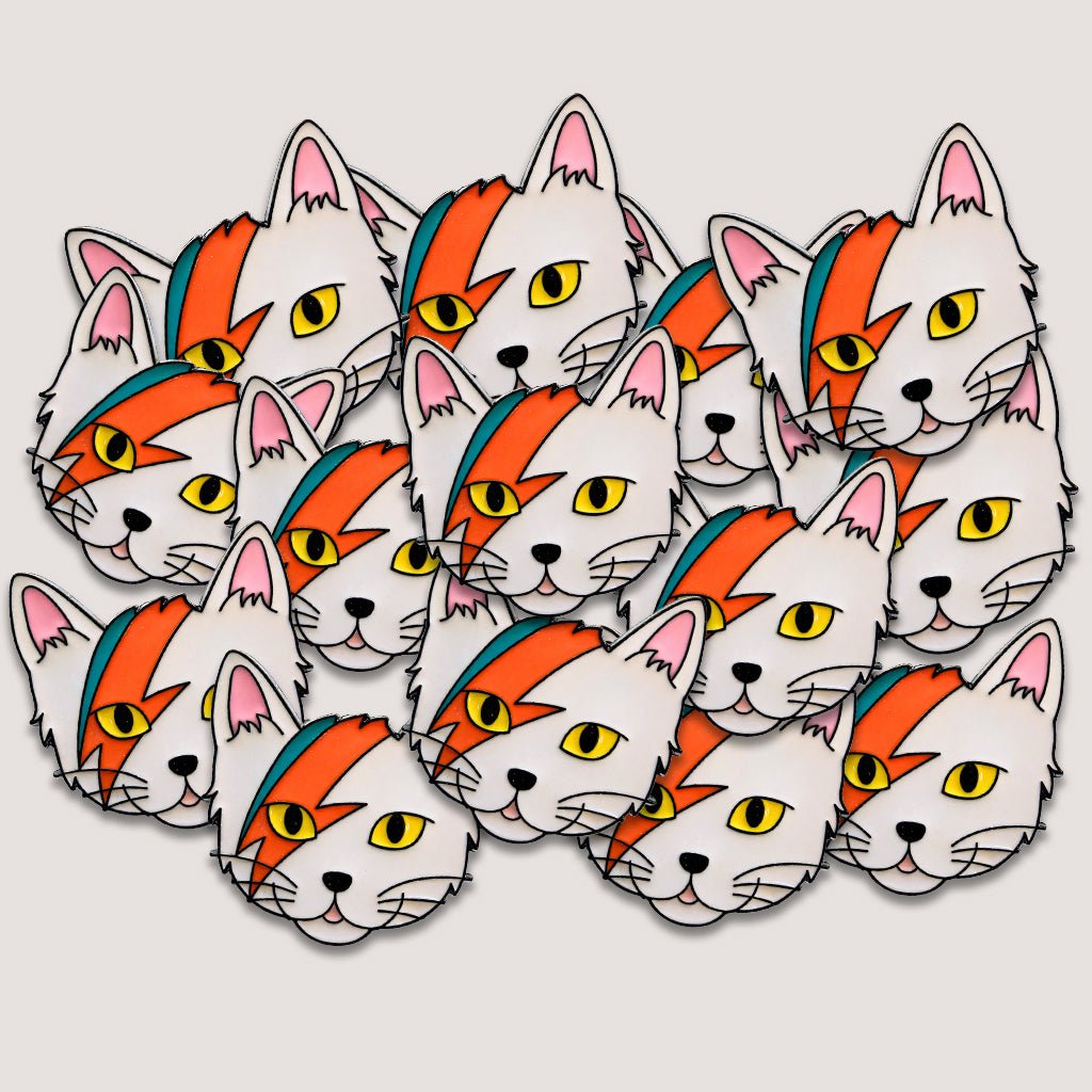 Ziggy Stardust Cat David Bowie Metal Phone Sticker With 3M Sticky Backing - StickyPins