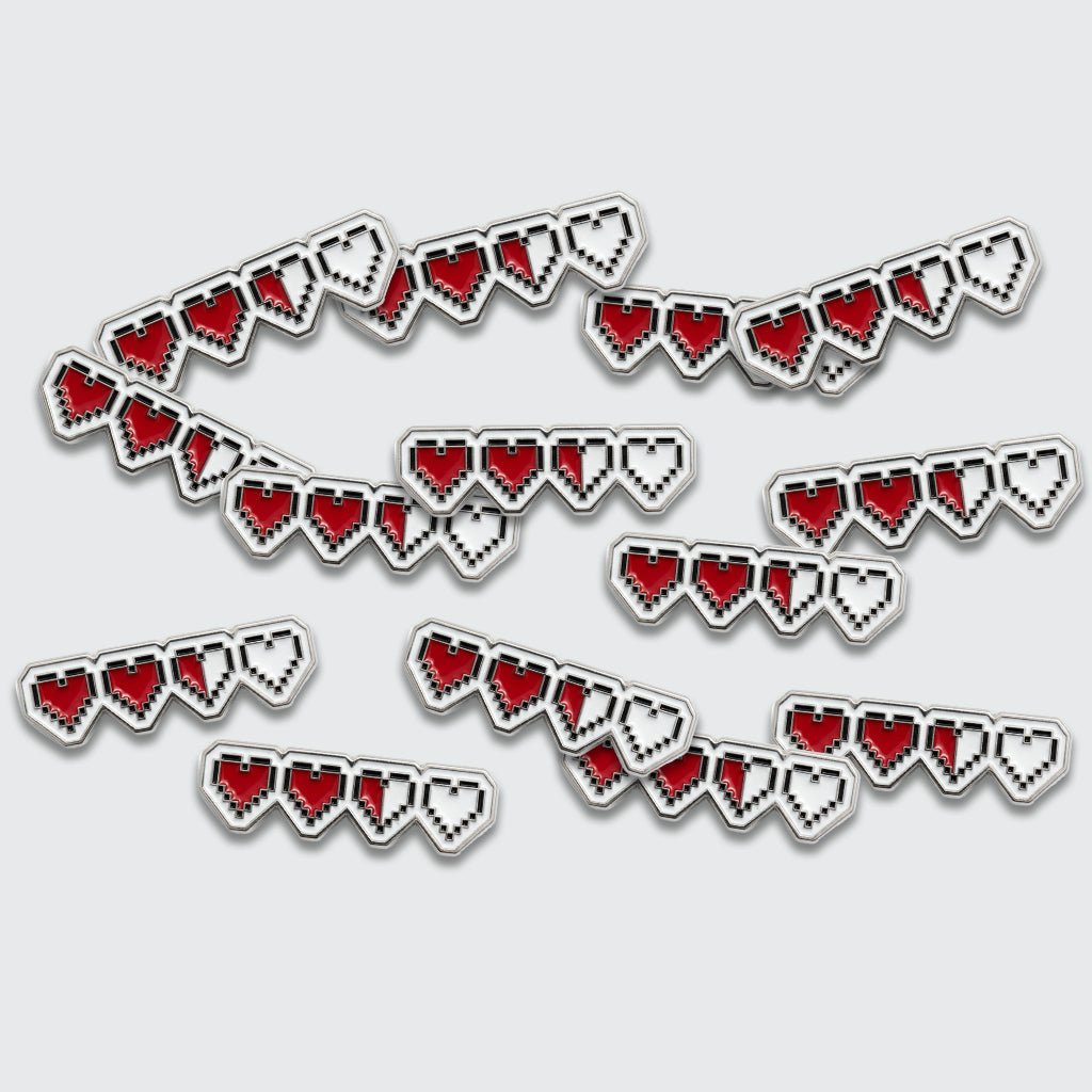 Pixel Hearts Life Bar Metal Phone Sticker With 3M Sticky Backing - StickyPins