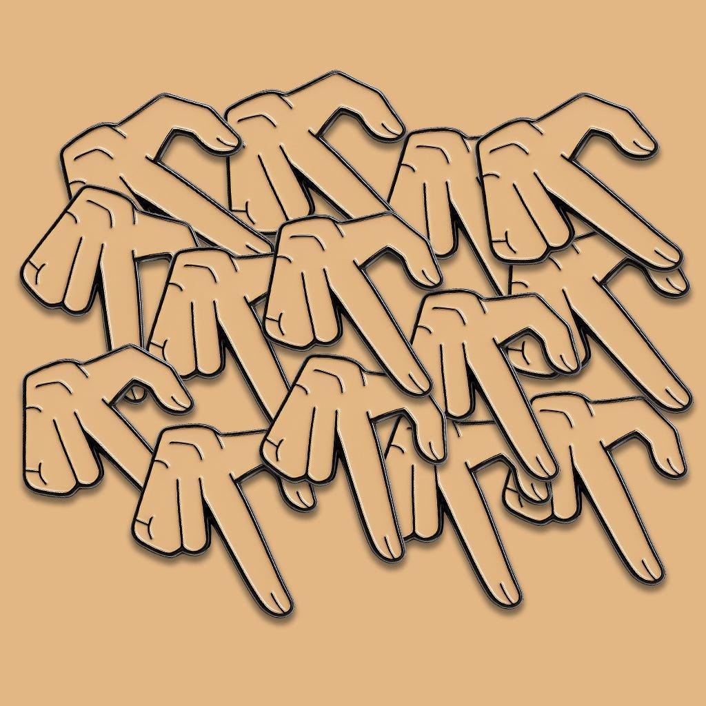 Left Finger Heart Hand Gesture Metal Phone Sticker With 3M Sticky Backing - StickyPins