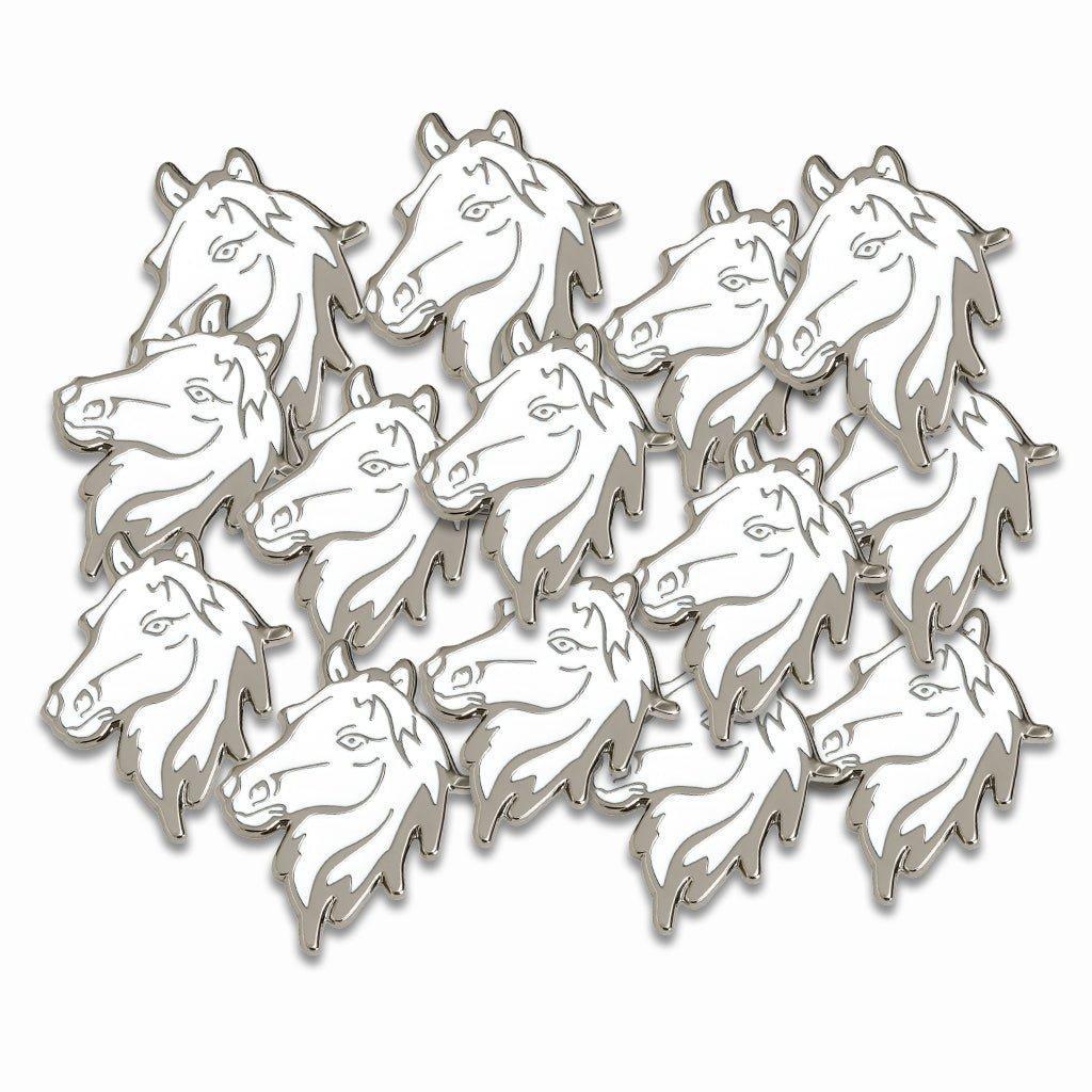 White Horse Silver Metal Phone Sticker With 3M Sticky Backing - StickyPins