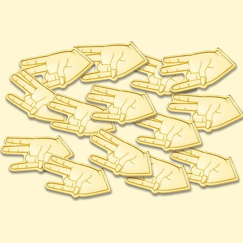 Shocker Hand Gesture Gold Metal Phone Sticker With 3M Sticky Backing - StickyPins