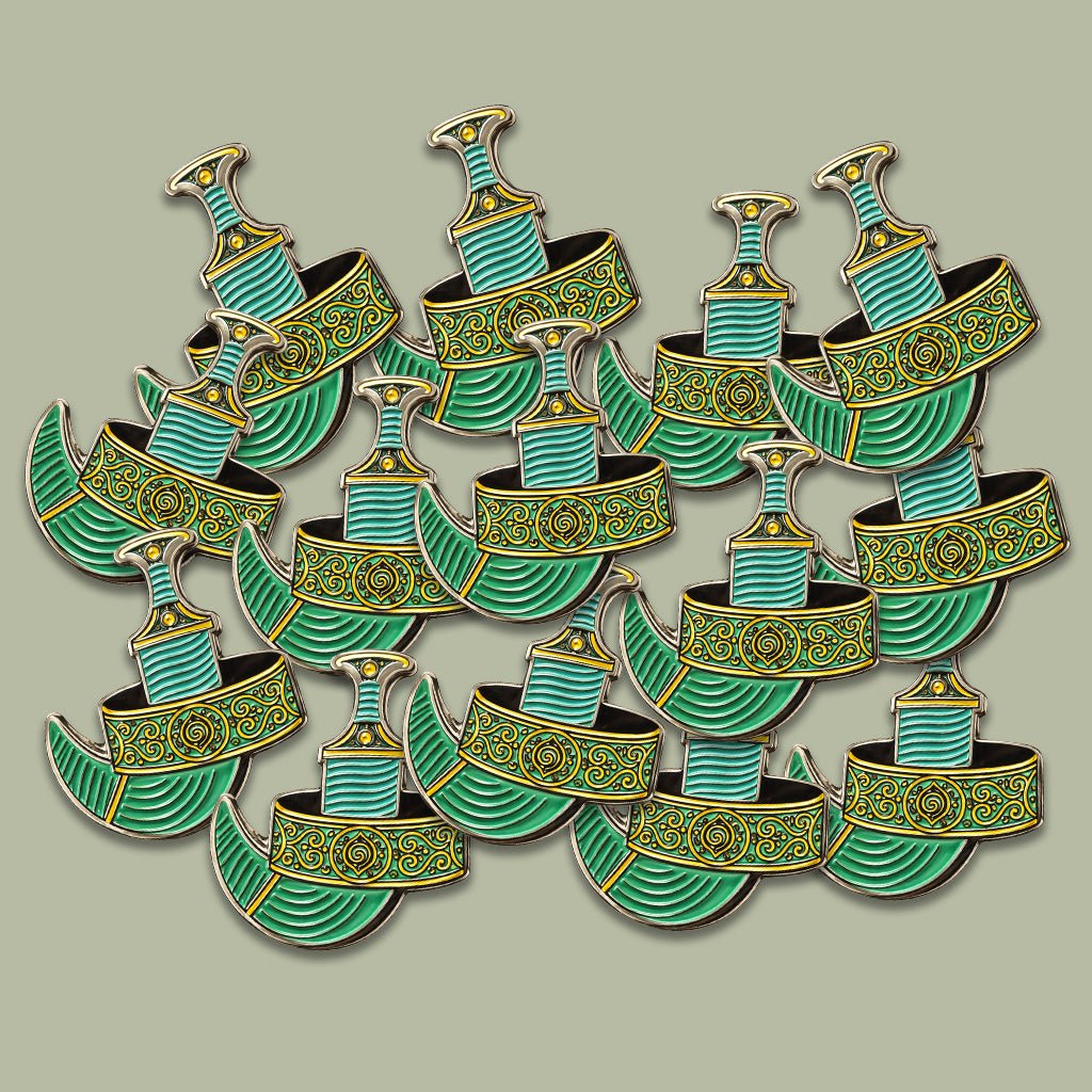 Green Oman Khanjar Metal Phone Sticker With 3M Sticky Backing - StickyPins