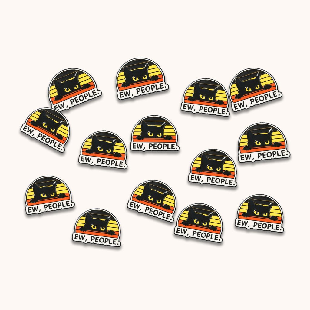 Ew, People Black Cat Metal Phone Sticker with 3M Sticky Backing - StickyPins