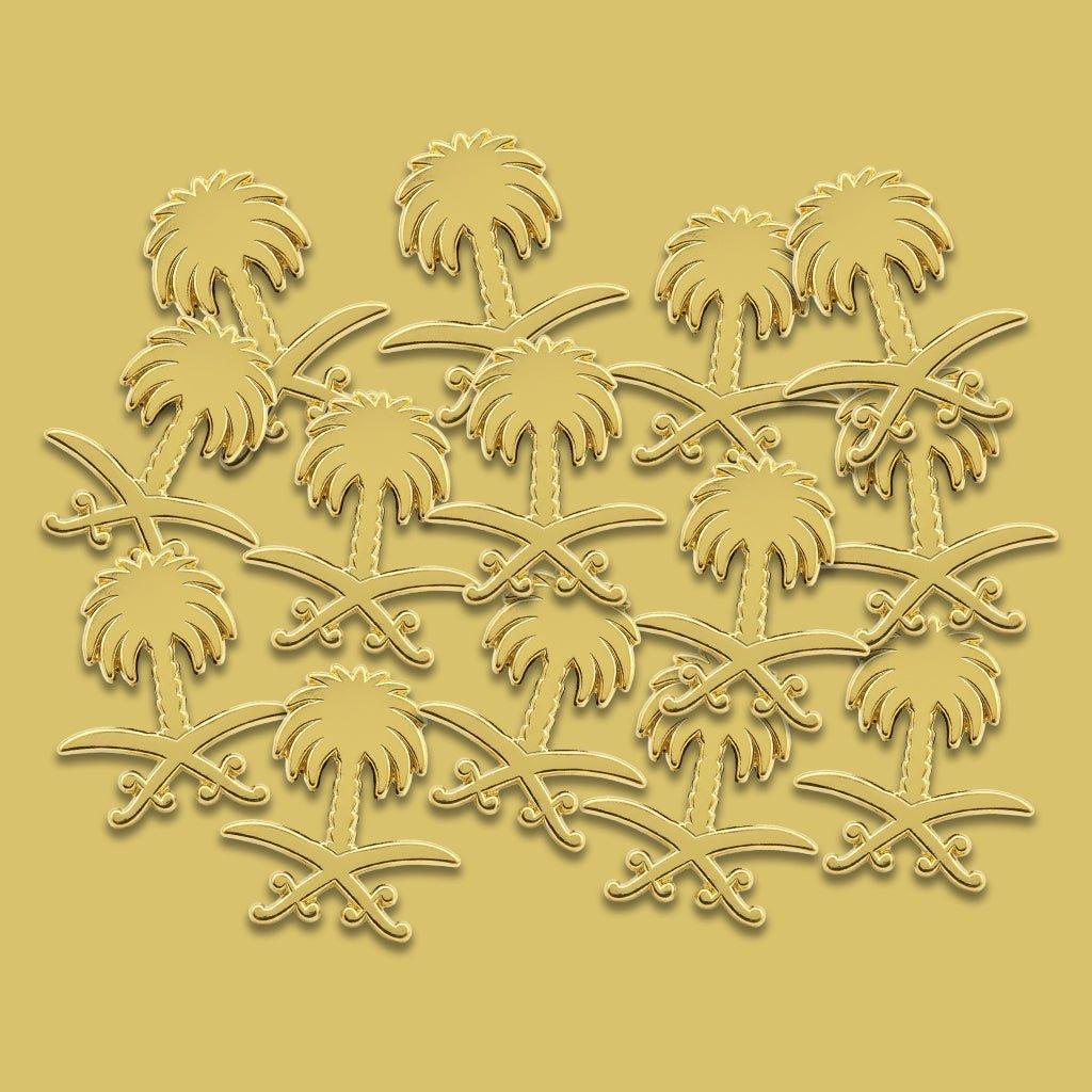 Saudi Emblem Gold Metal Phone Sticker With 3M Sticky Backing - StickyPins