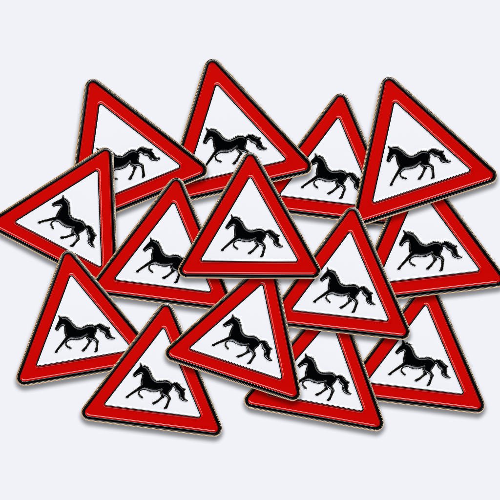 Horse Crossing Road Sign Metal Phone Sticker With 3M Sticky Backing - StickyPins
