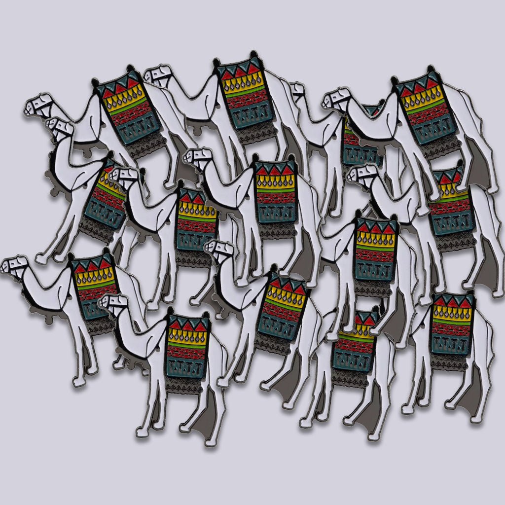 White Camel With Bedouin Blanket Metal Phone Sticker With 3M Sticky Backing - StickyPins