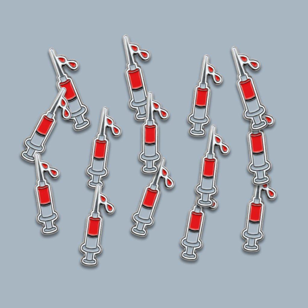 Syringe Metal Phone Sticker With 3M Sticky Backing - StickyPins