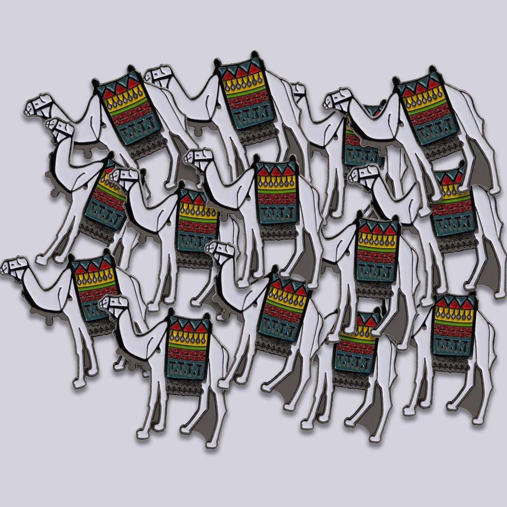 White Camel With Bedouin Blanket Metal Phone Sticker With 3M Sticky Backing - StickyPins