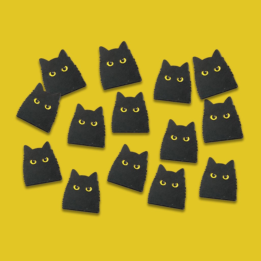 Fluffy Black Cat Metal Phone Sticker with 3M Sticky Backing - StickyPins