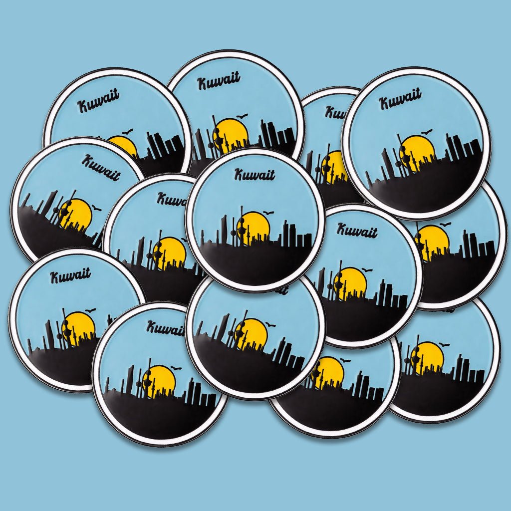 Kuwait City Sunset Skyline Metal Phone Sticker With 3M Sticky Backing - StickyPins