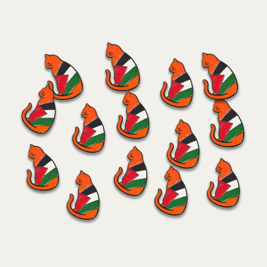 Palestine Flag Cat Metal Phone Sticker with 3M Sticky Backing - StickyPins