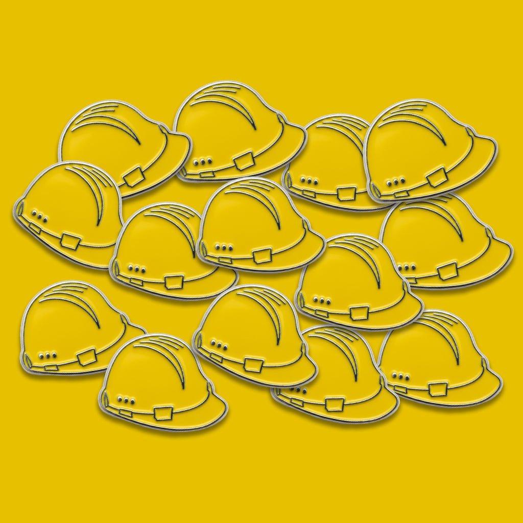 Yellow Hard Hat Metal Phone Sticker With 3M Sticky Backing - StickyPins