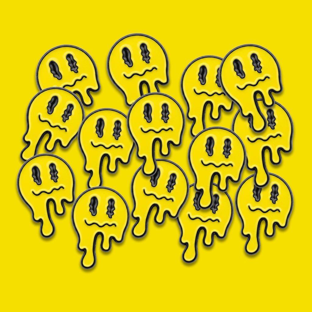 Melting Smile Yellow Metal Phone Sticker With 3M Sticky Backing - StickyPins
