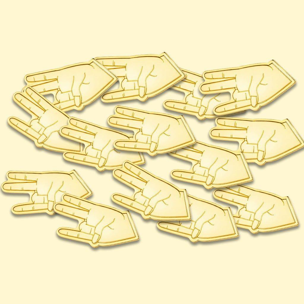 Shocker Hand Gesture Gold Metal Phone Sticker With 3M Sticky Backing - StickyPins
