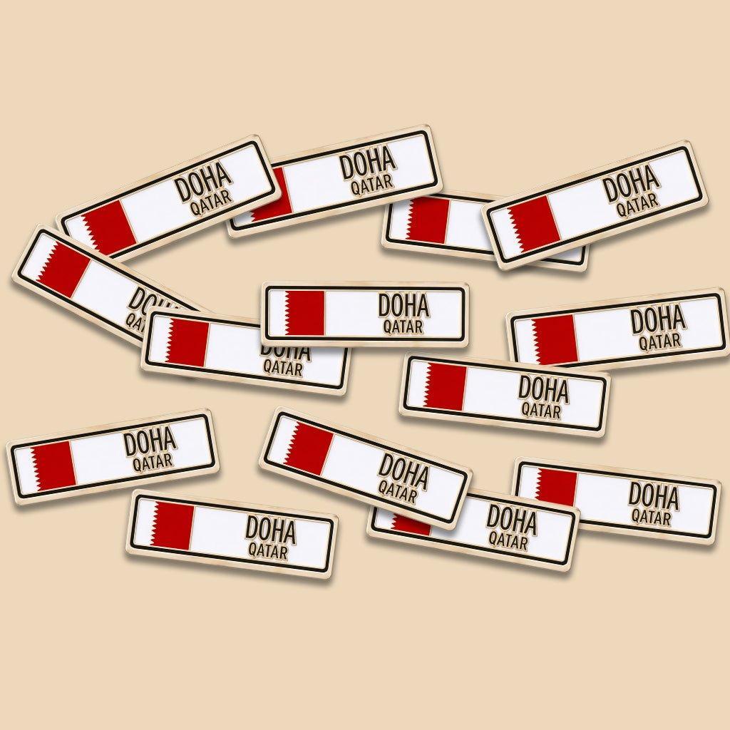 Doha Qatar Number Plate Metal Phone Sticker With 3M Sticky Backing - StickyPins