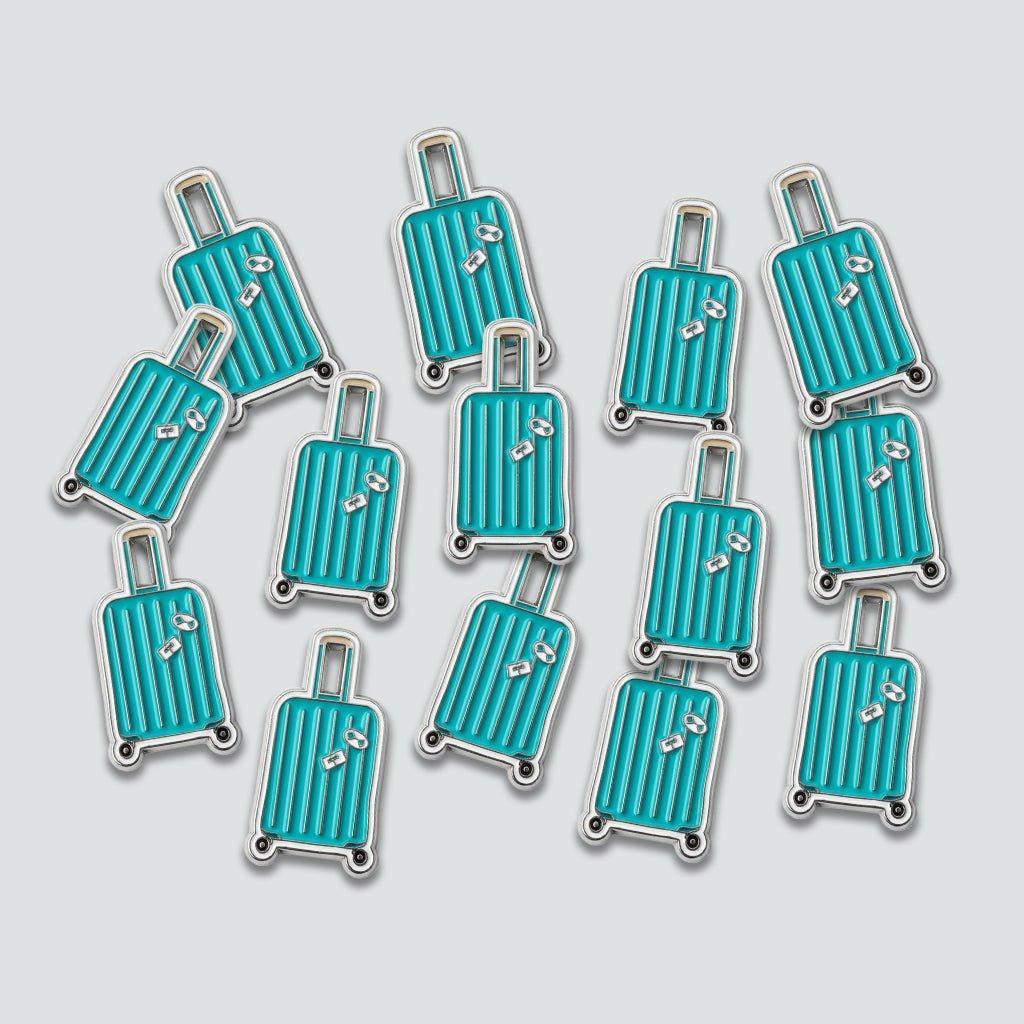 Blue Suitcase Metal Phone Sticker With 3M Sticky Backing - StickyPins