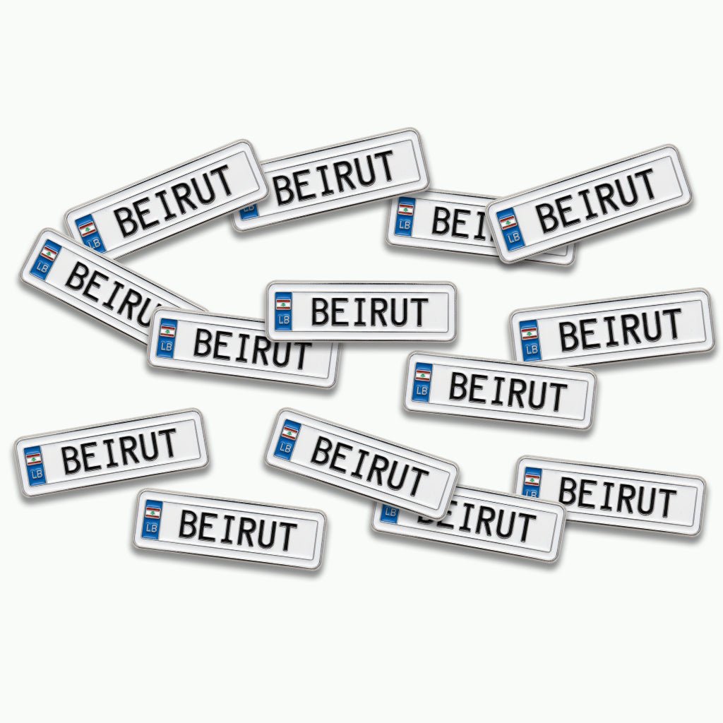 Beirut Number Plate Metal Phone Sticker With 3M Sticky Backing - StickyPins