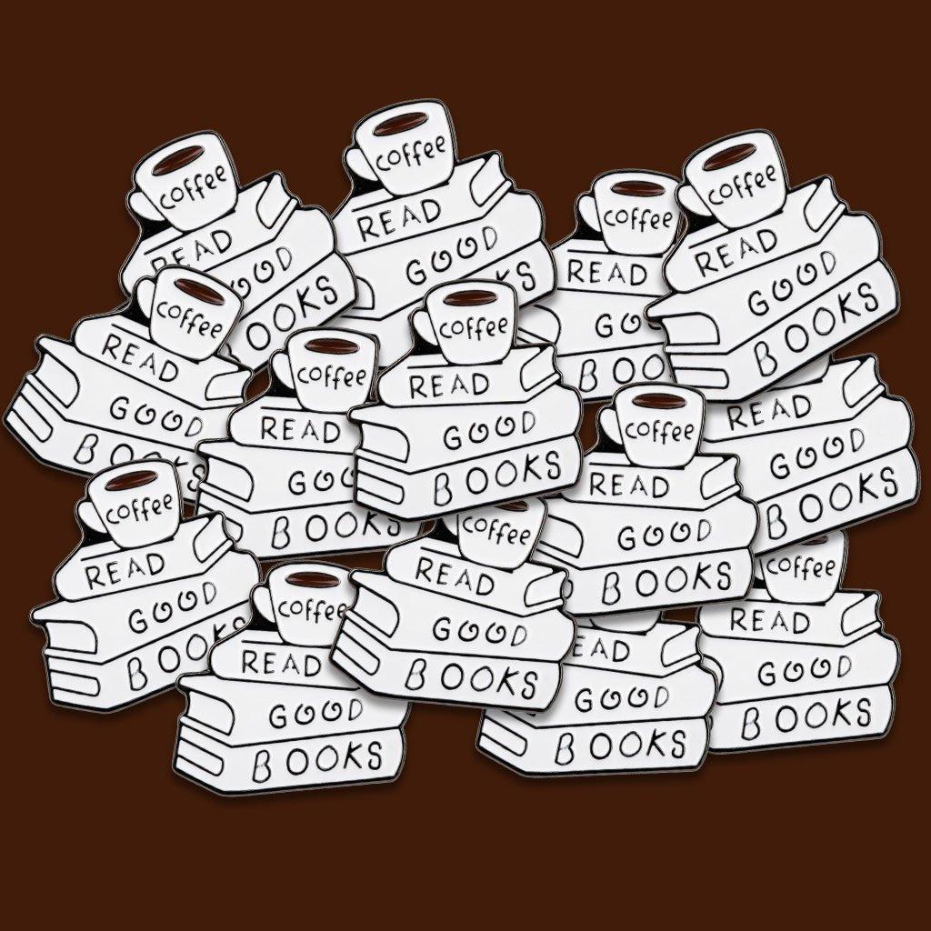 Read Good Books Coffee Stack Metal Phone Sticker With 3M Sticky Backing - StickyPins