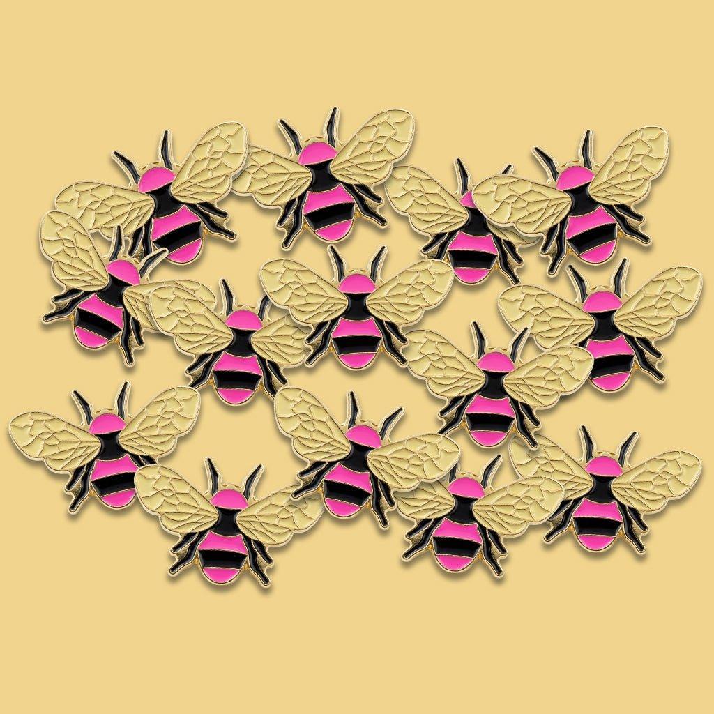 Pink Bee Metal Phone Sticker With 3M Sticky Backing - StickyPins