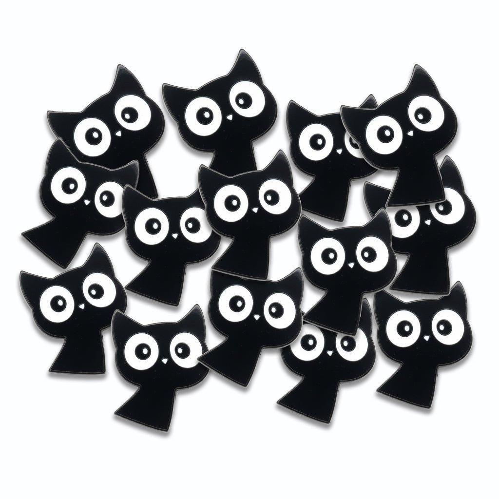 Wide - Eyed Black Cat Metal Phone Sticker With 3M Sticky Backing - StickyPins