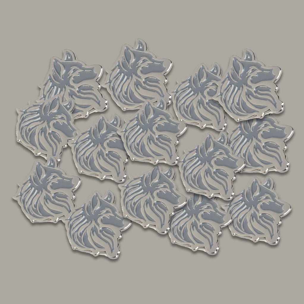 Silver Wolf Metal Phone Sticker With 3M Sticky Backing - StickyPins