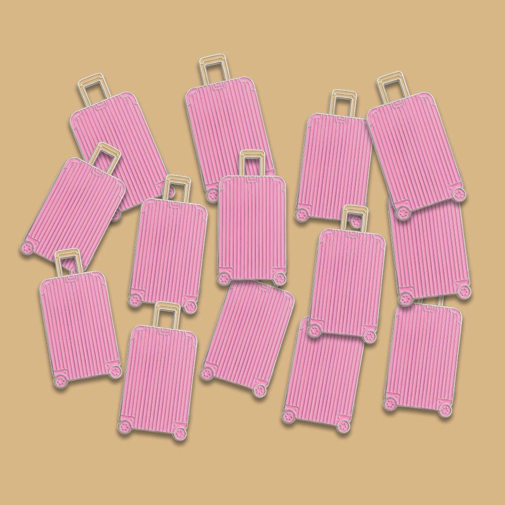 Pink Suitcase Metal Phone Sticker With 3M Sticky Backing - StickyPins