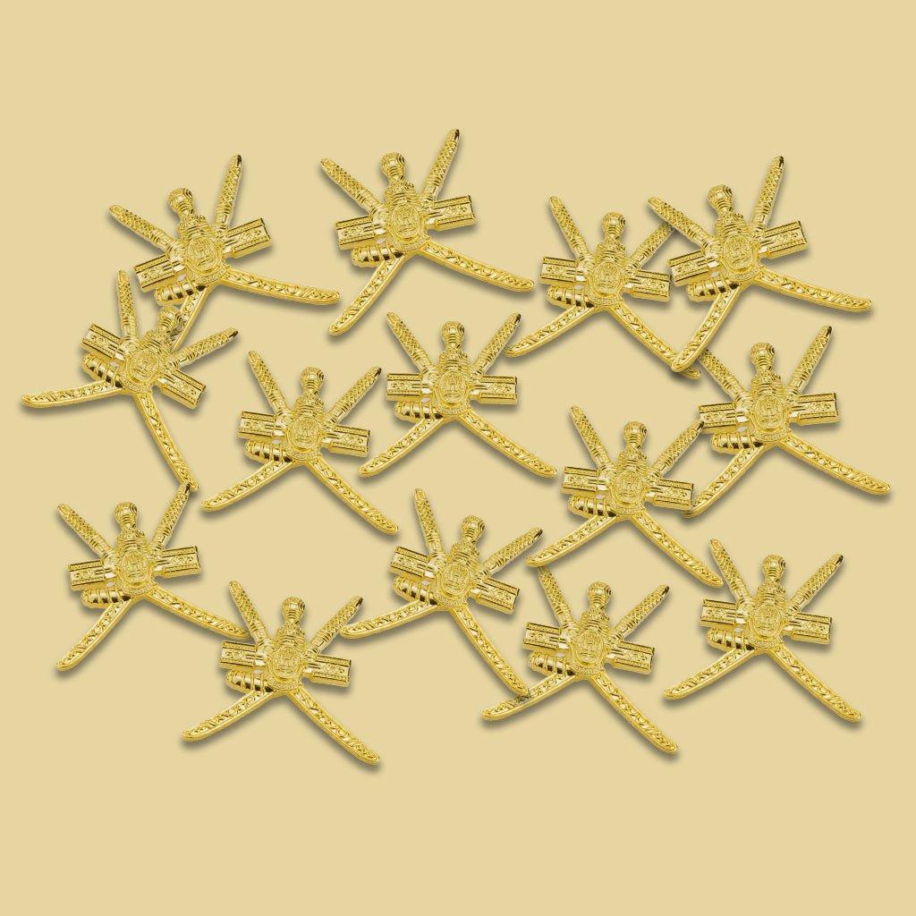 Oman National Emblem Khanjar Bo Sayfain Gold Metal Phone Sticker With 3M Sticky Backing - StickyPins