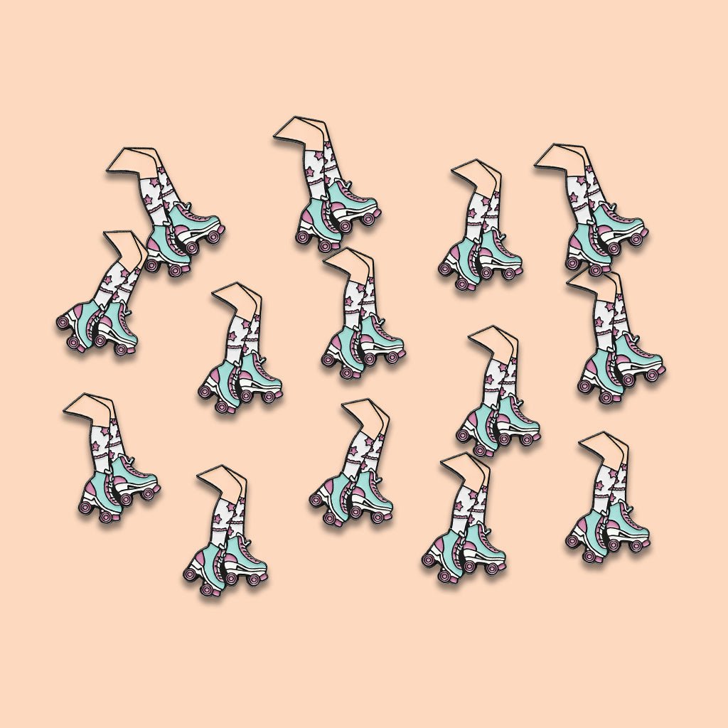 Retro Roller Skates Metal Phone Sticker with 3M Sticky Backing - StickyPins