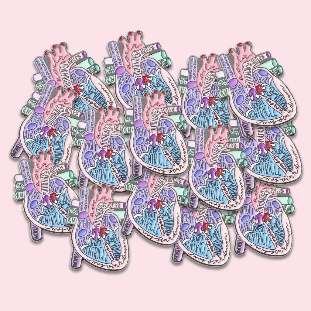 Anatomical Heart Diagram Metal Phone Sticker With 3M Sticky Backing - StickyPins