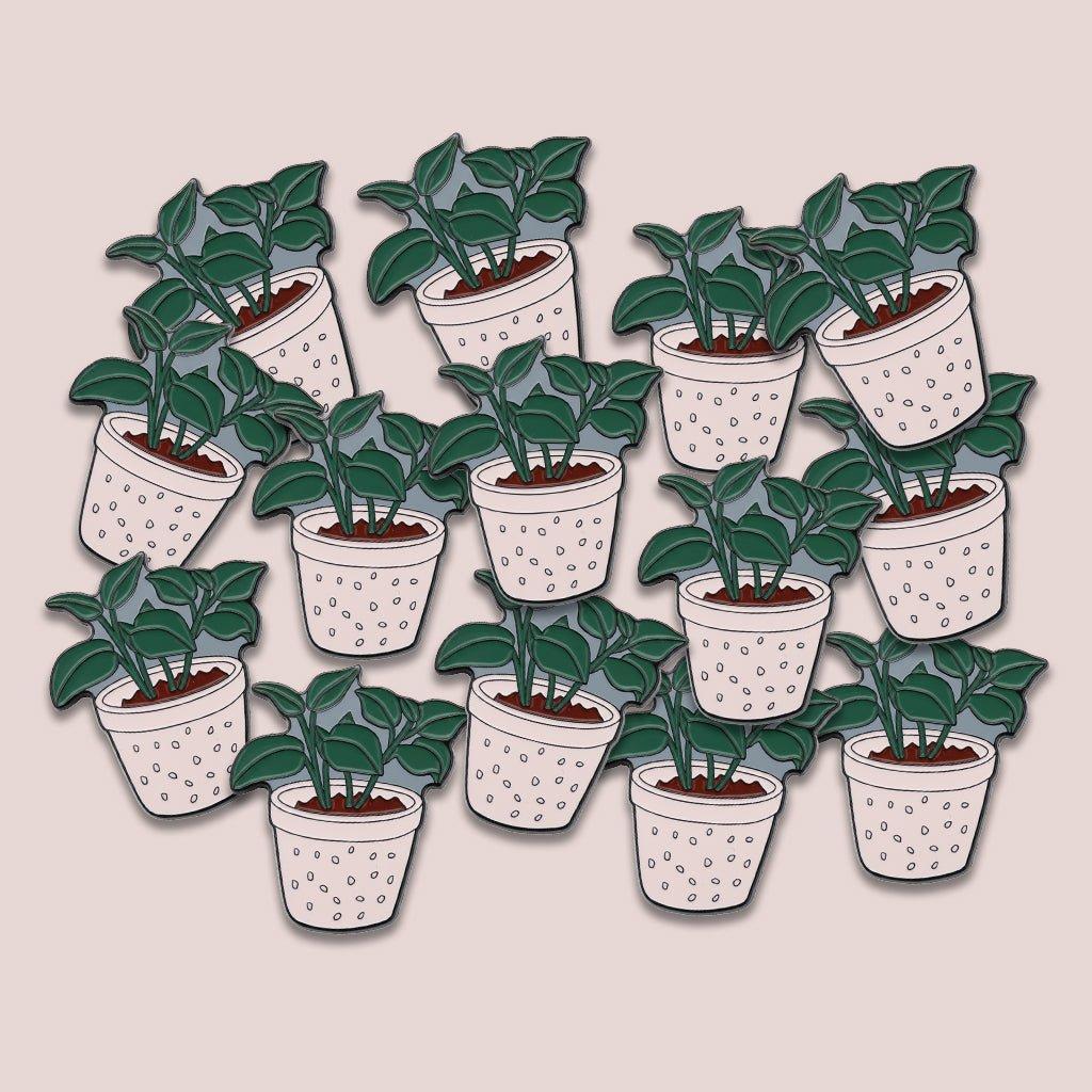 Potted Plant Metal Phone Sticker With 3M Sticky Backing - StickyPins
