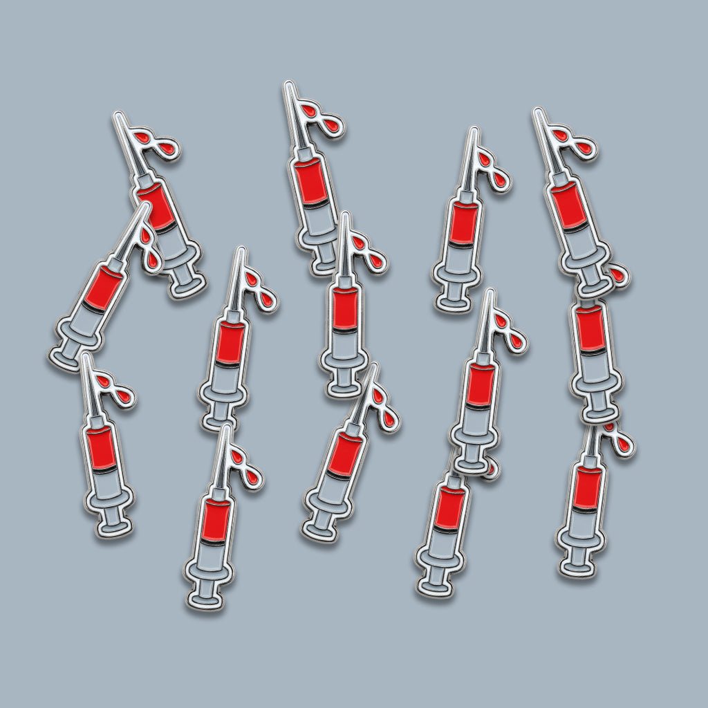 Syringe Metal Phone Sticker With 3M Sticky Backing - StickyPins