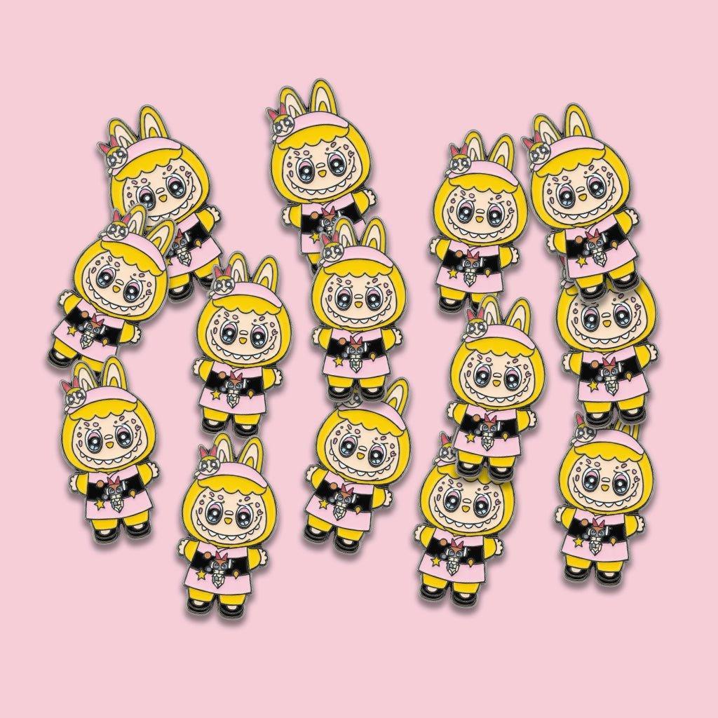 Yellow Labubu Metal Phone Sticker With 3M Sticky Backing - StickyPins