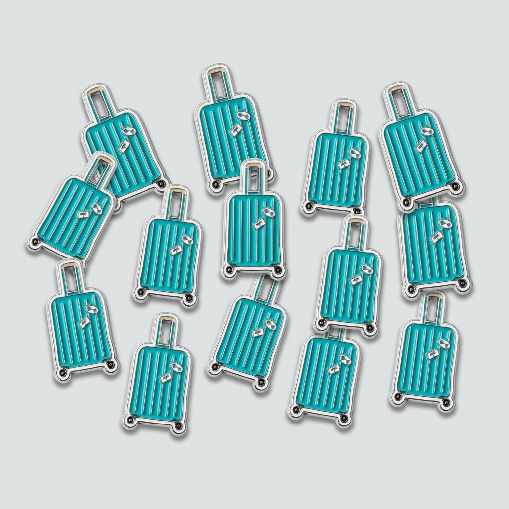 Blue Suitcase Metal Phone Sticker With 3M Sticky Backing - StickyPins