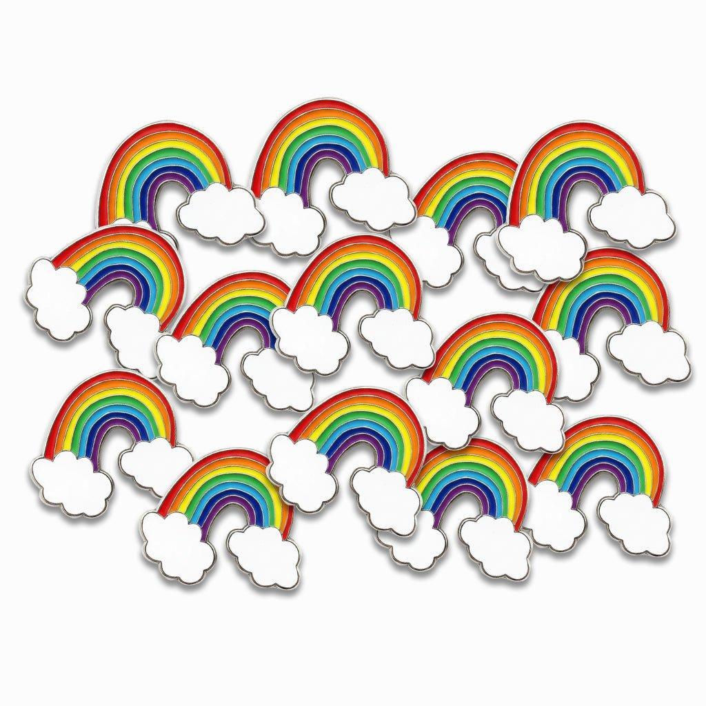 Rainbow With Clouds Metal Phone Sticker With 3M Sticky Backing - StickyPins