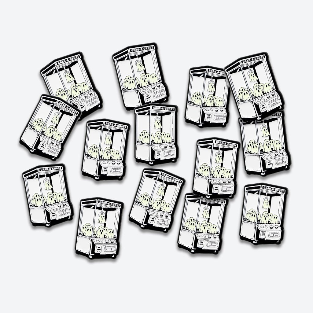 Grab - A - Ghost Claw Machine Metal Phone Sticker With 3M Sticky Backing - StickyPins